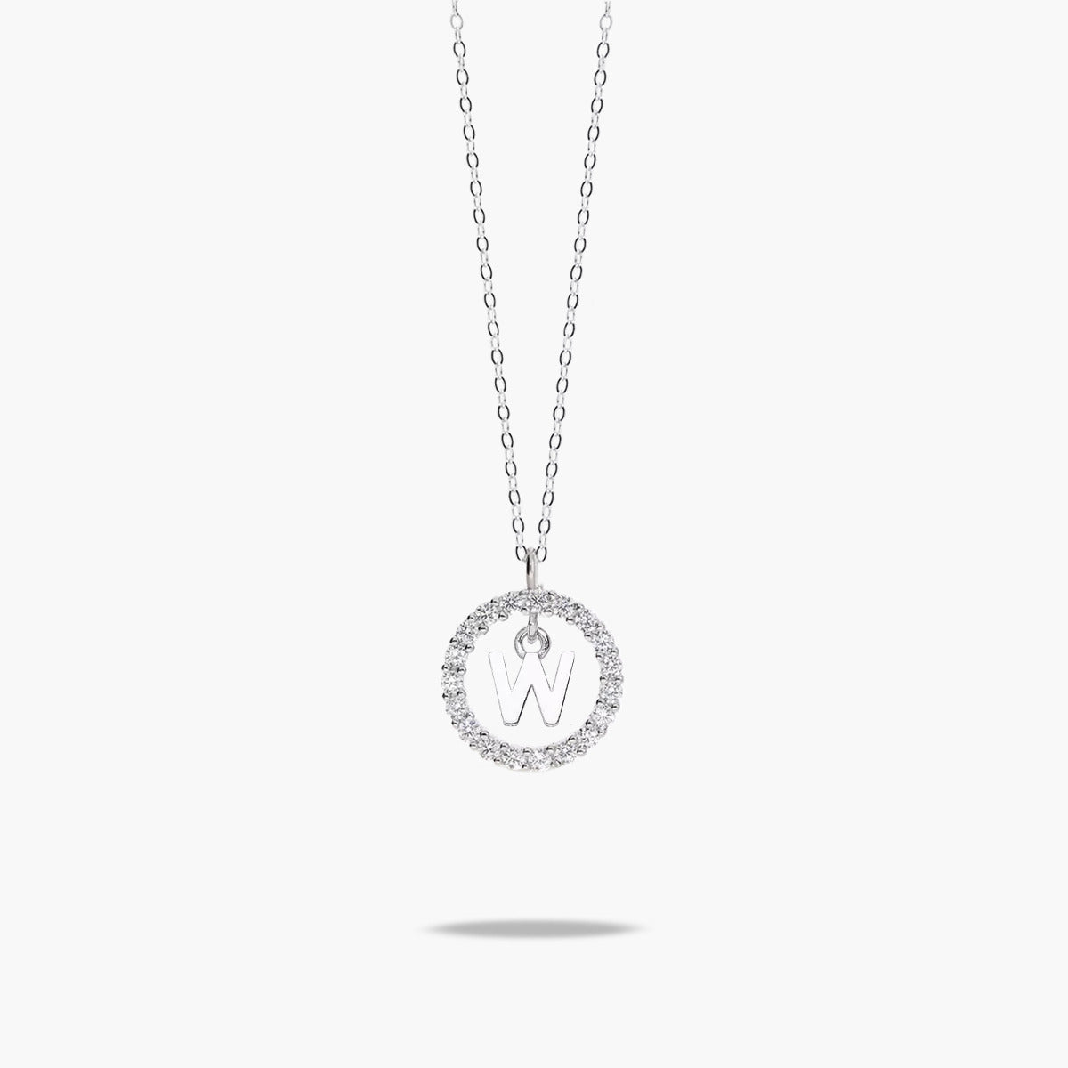 Collar de plata 1ª ley circonitas W ALPHABET SILVER