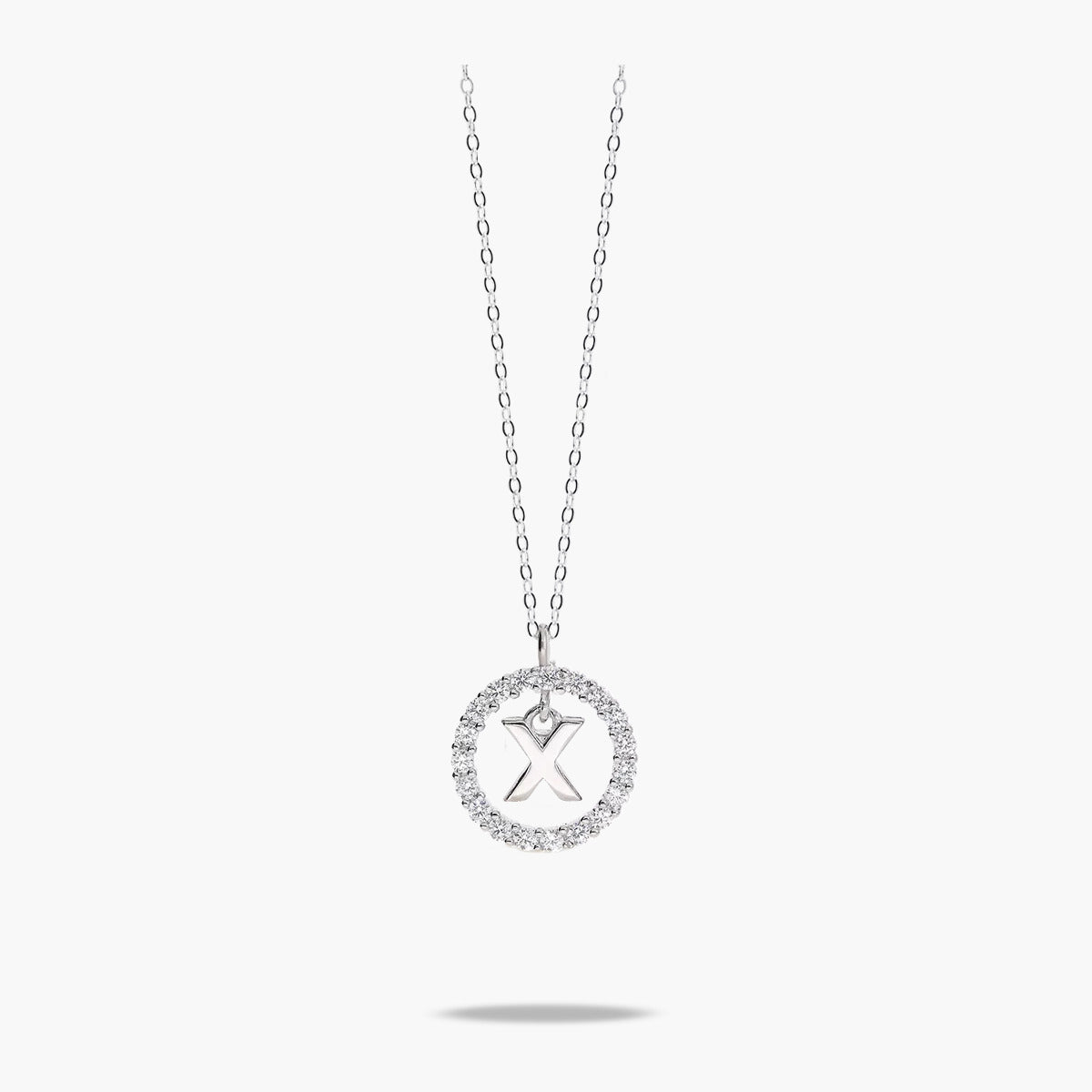 Collar de plata 1ª ley circonitas X ALPHABET SILVER