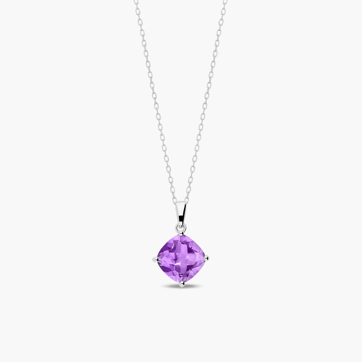 Collar de plata 1ª ley amatista violeta 10 mm PRISM