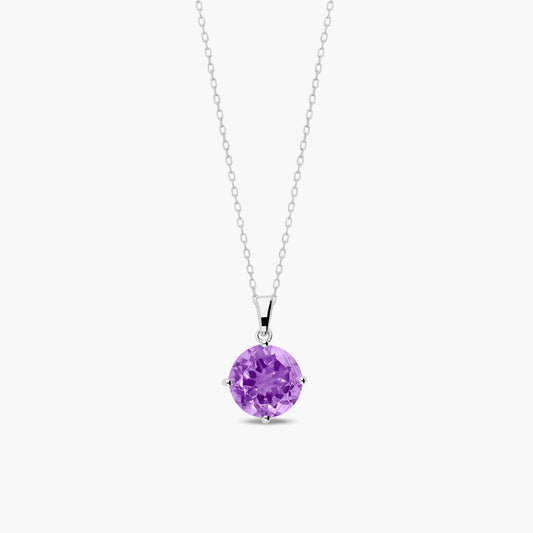 Collar de plata 1ª ley amatista violeta redondo 10 mm PRISM