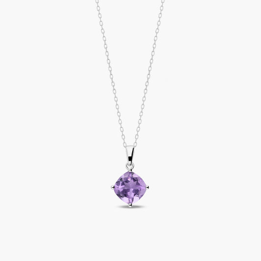 Collar de plata 1ª ley amatista violeta 8 mm PRISM