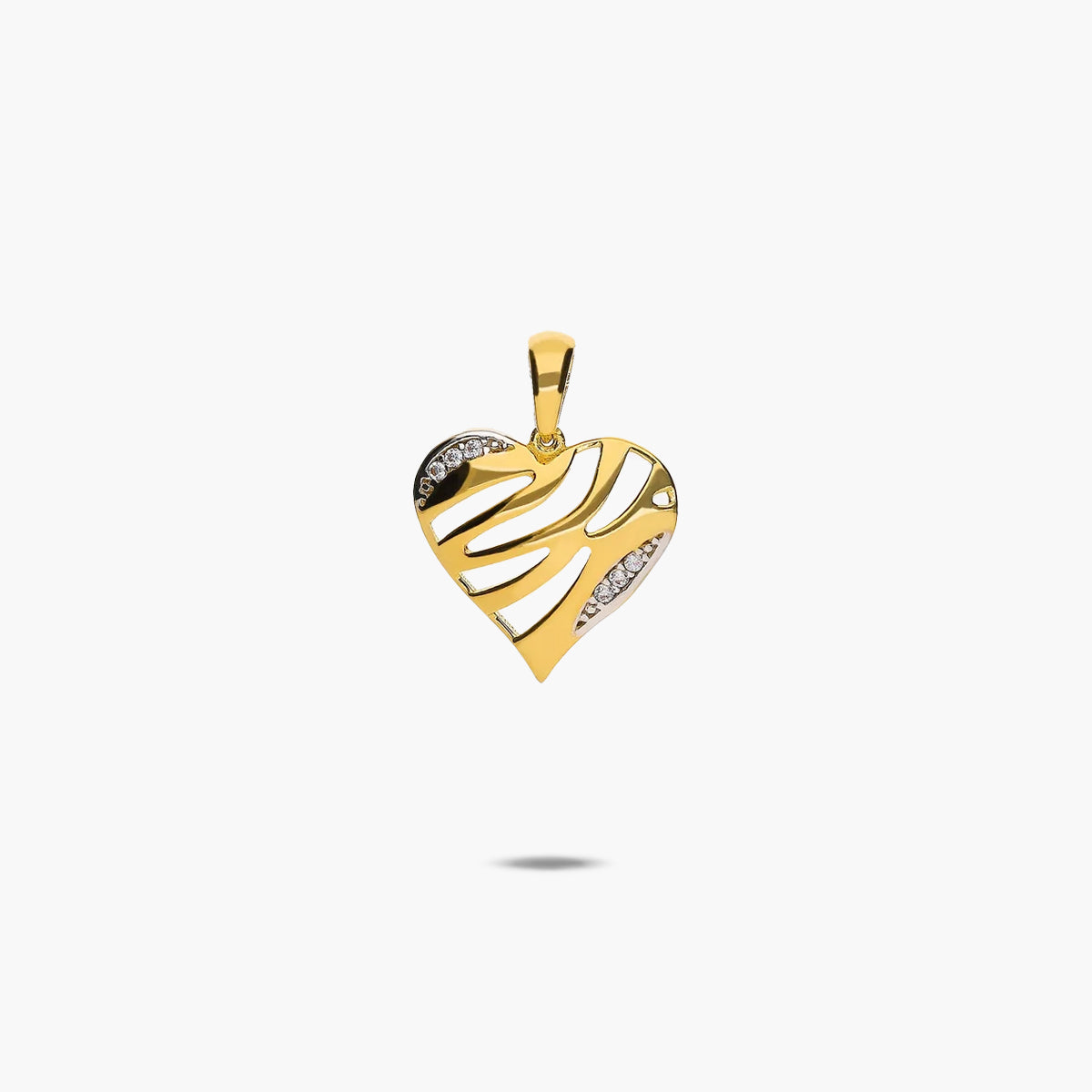 Colgante corazón calado de oro bicolor 18K 15 mm