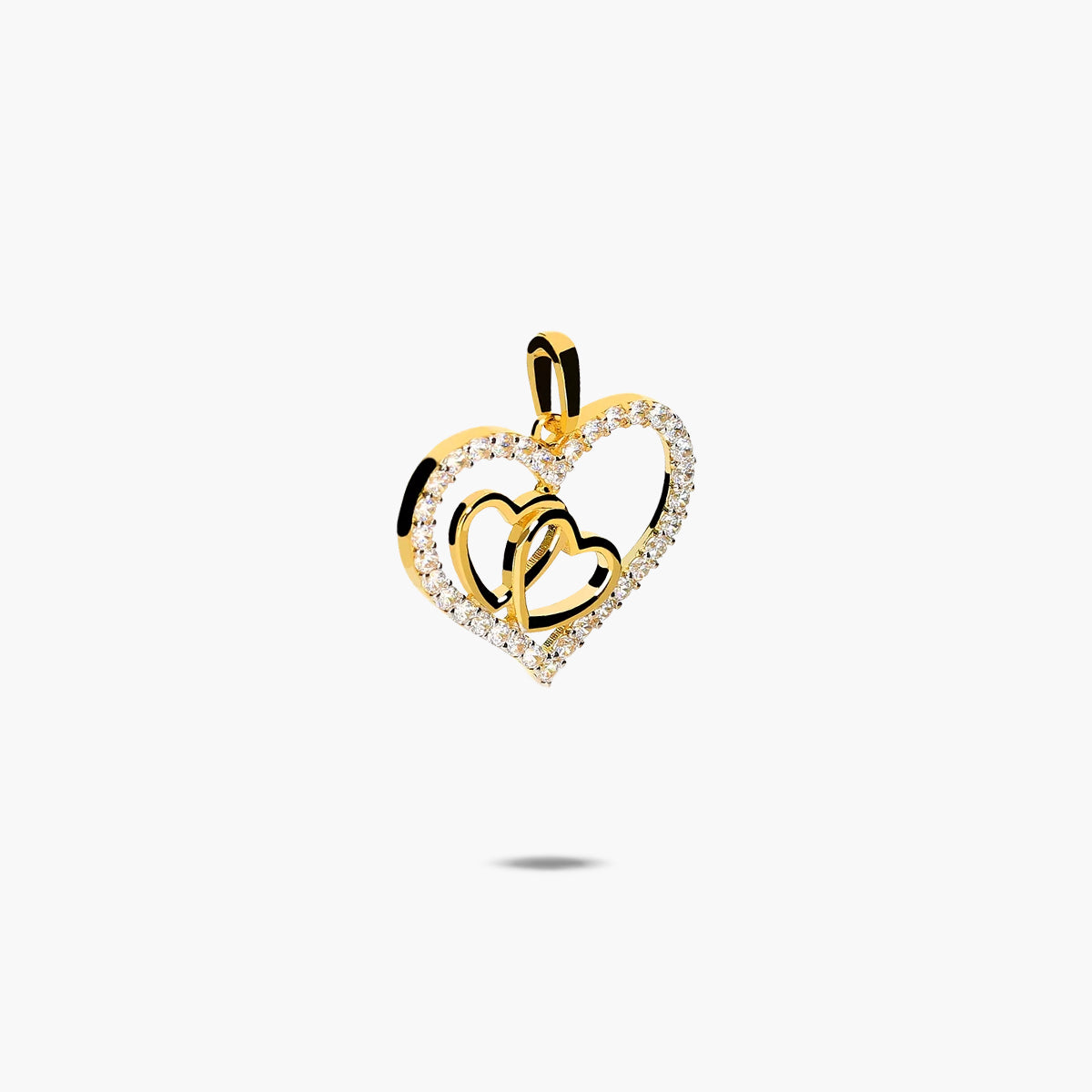 Colgante corazones unidos de oro bicolor 18K 14 mm