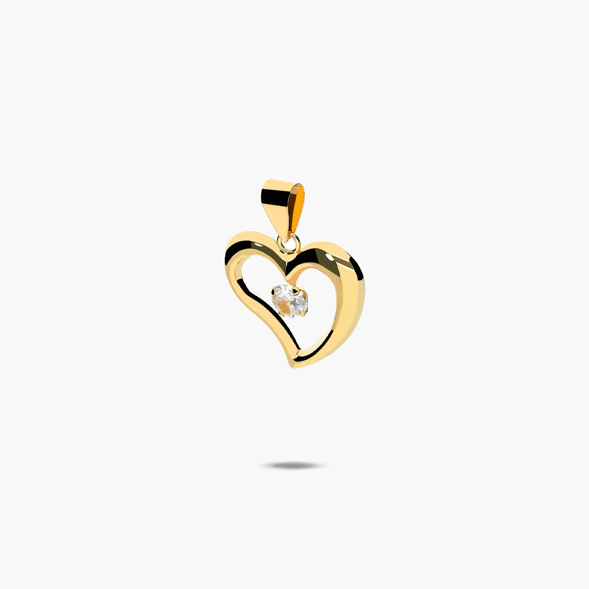 Colgante silueta corazón de oro 18K circonita 16 mm