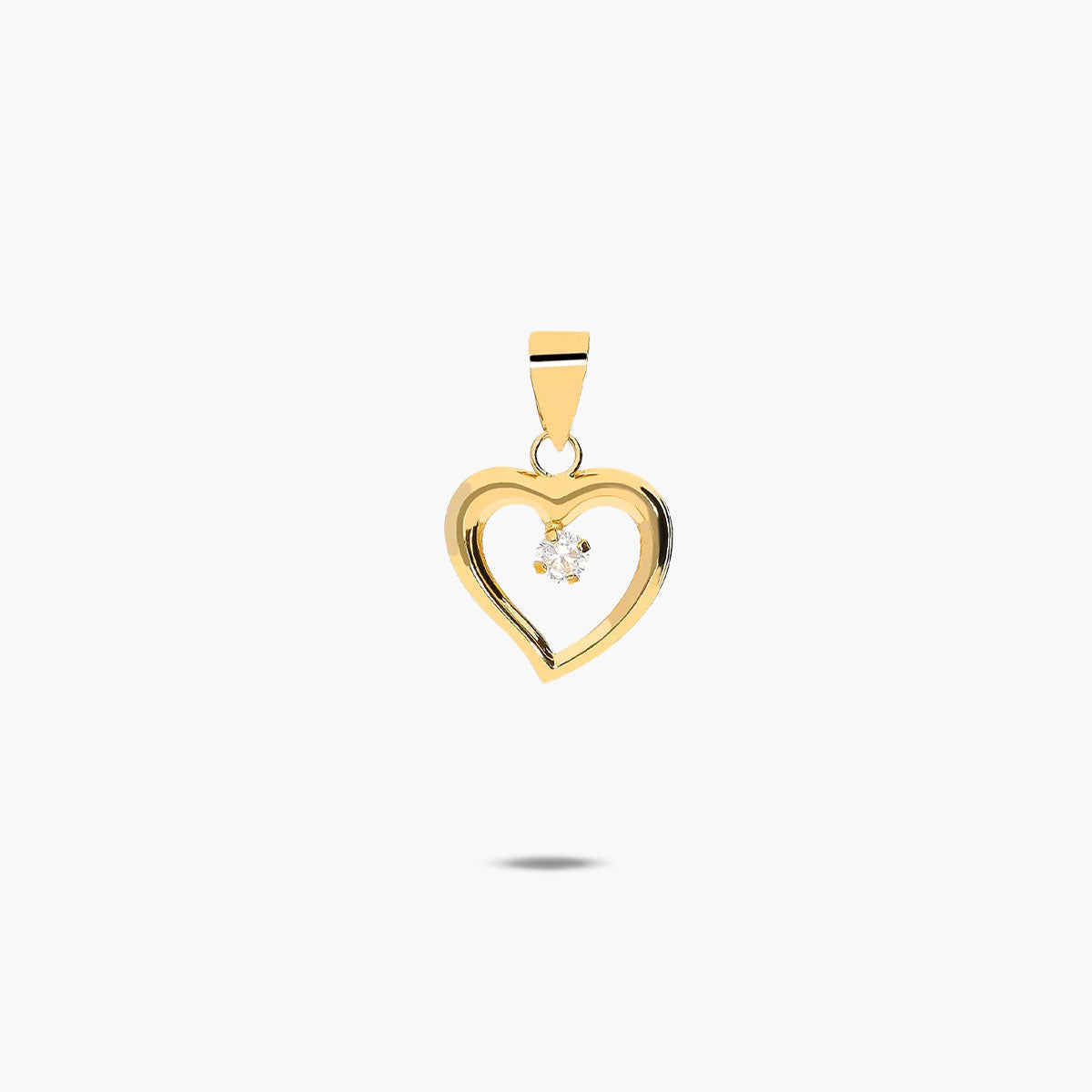 Colgante silueta corazón de oro 18K circonita 12 mm