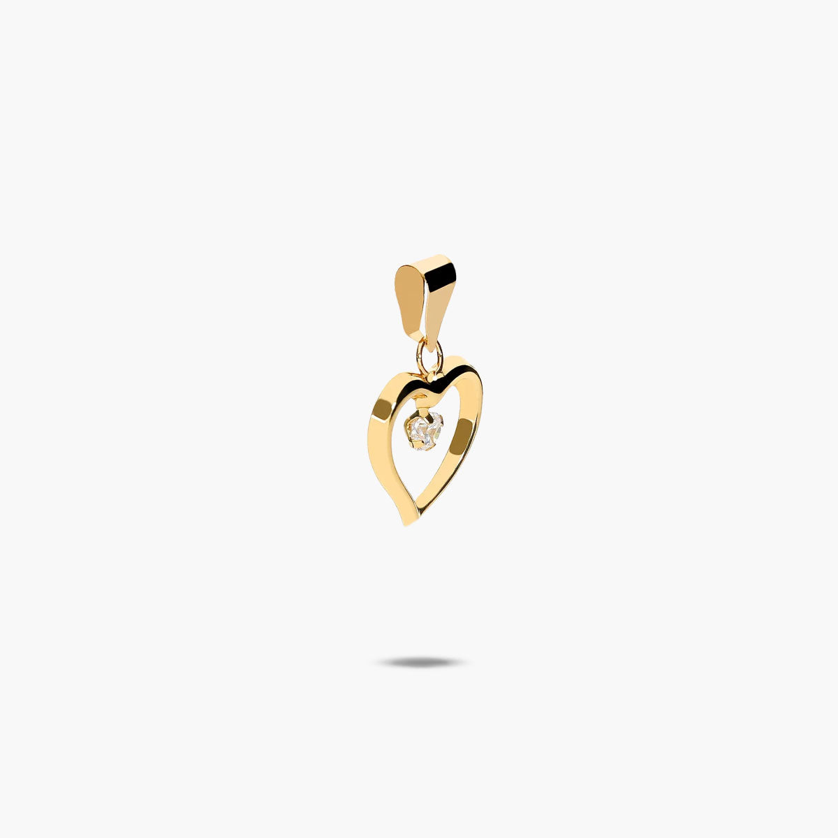 Colgante silueta corazón de oro 18K circonita 12 mm