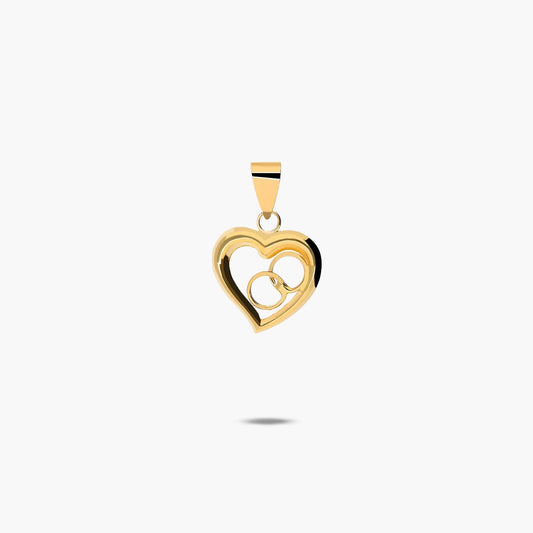 Colgante silueta corazón alianzas de oro 18K 12 mm