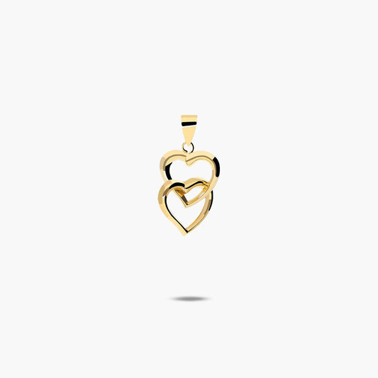 Colgante silueta doble corazón de oro 18K 12 mm