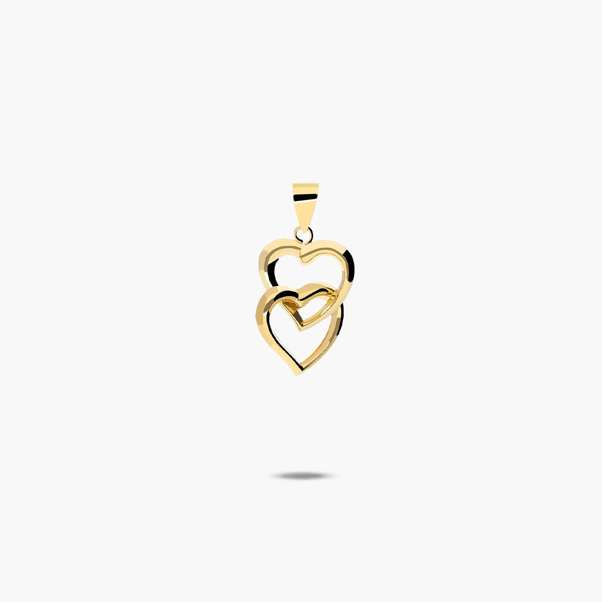 Colgante silueta doble corazón de oro 18K 12 mm