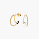 Pendientes de aro de oro 18K diamante natural 0.13 ct. 16 mm
