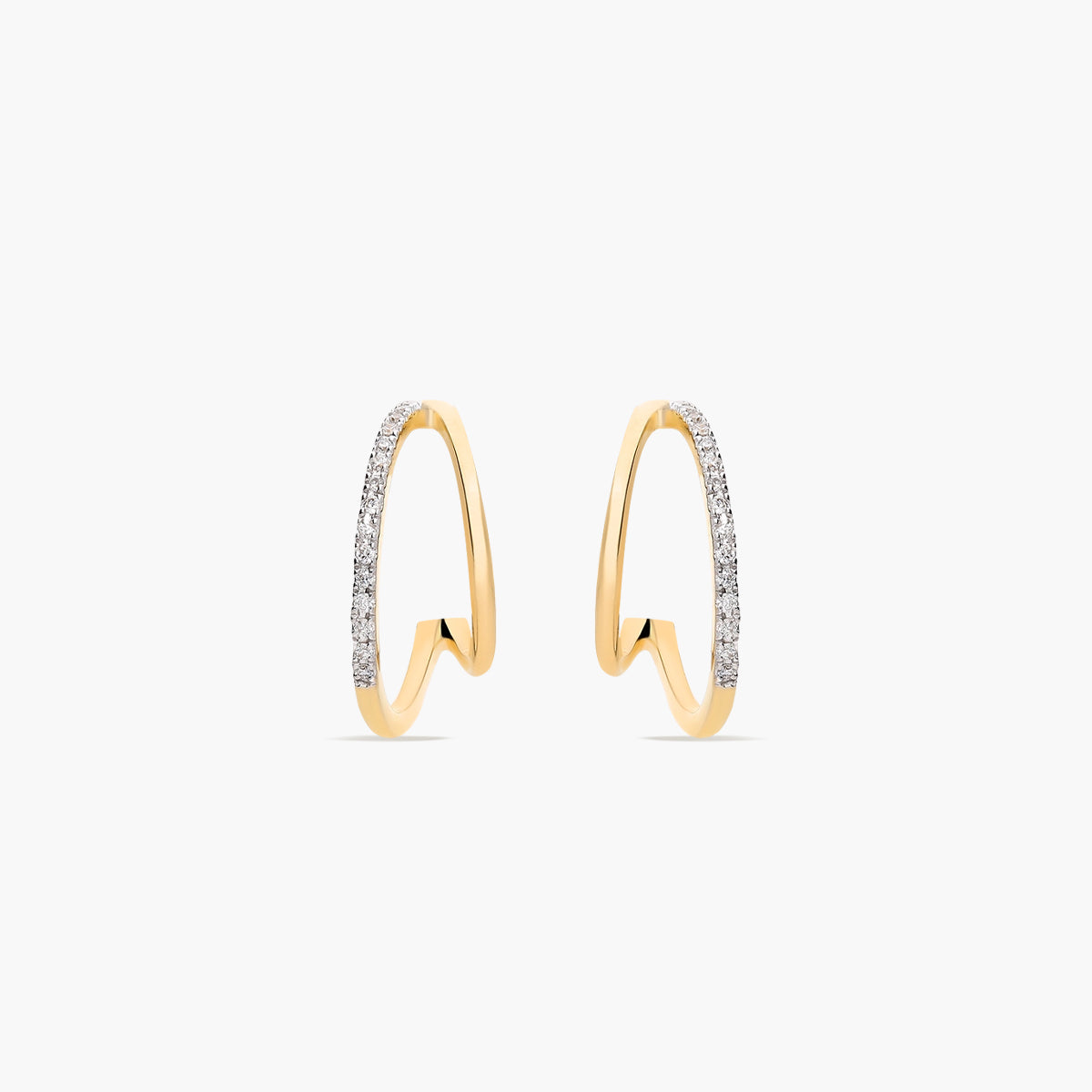 Pendientes de aro de oro 18K diamante natural 0.13 ct. 16 mm