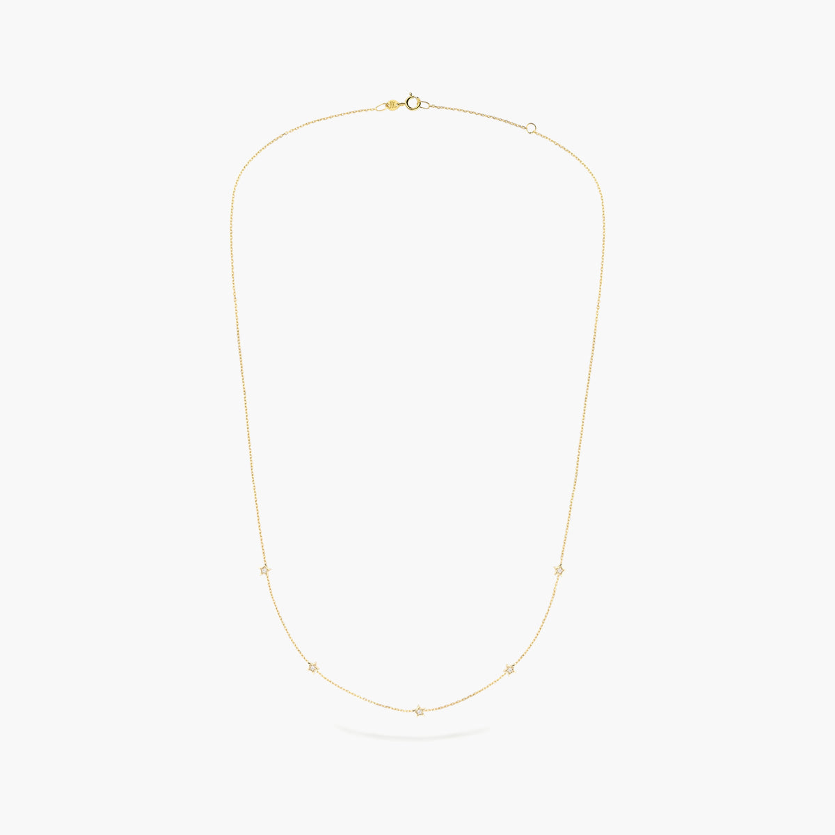 Gargantilla estrellas de oro 18K diamante natural 0.05 ct 42-45 cm