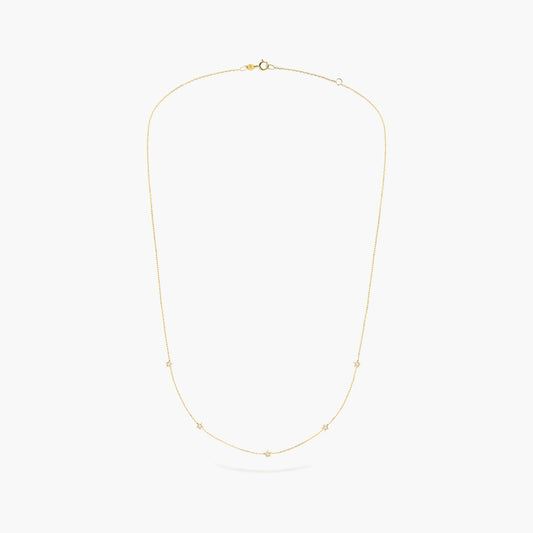 Gargantilla estrellas de oro 18K diamante natural 0.05 ct 42-45 cm