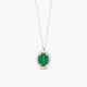 Collar de oro blanco 18K diamante natural 0.30 ct. esmeralda 8 mm IMPERIAL EMERALD