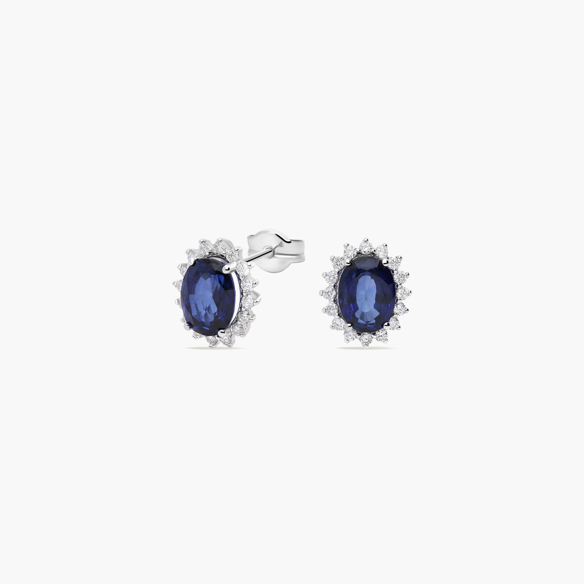 Pendientes de oro blanco 18K diamante natural 0.36 ct. zafiro 10 mm IMPERIAL SAPPHIRE