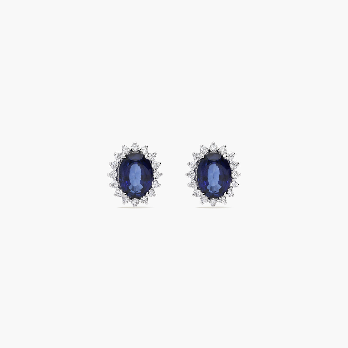 Pendientes de oro blanco 18K diamante natural 0.36 ct. zafiro 10 mm IMPERIAL SAPPHIRE