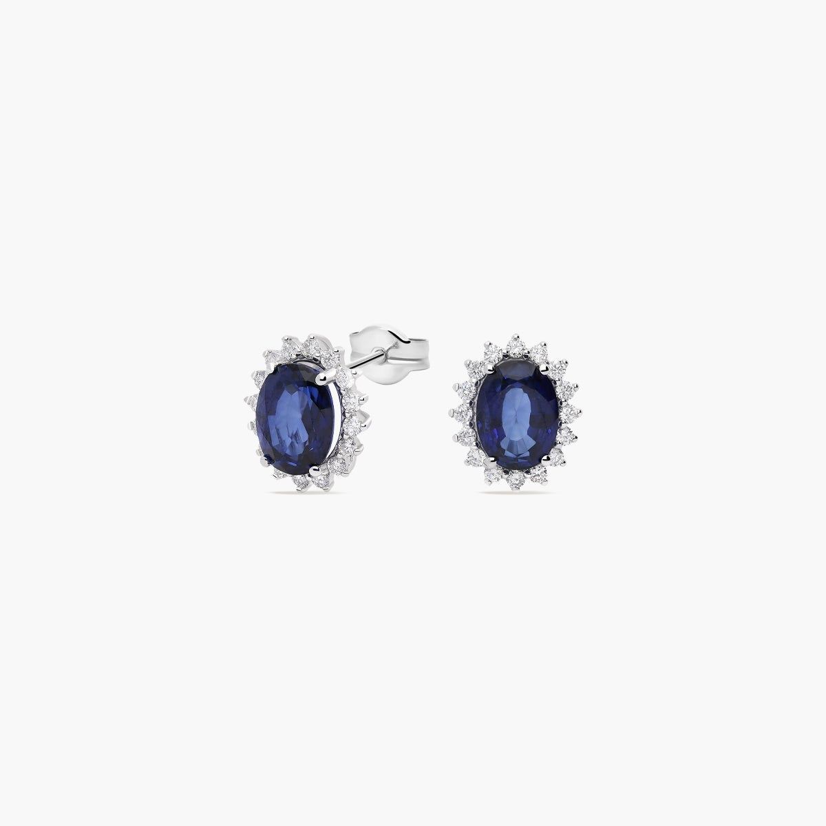 Pendientes de oro blanco 18K diamante natural 0.60 ct. zafiro 12 mm IMPERIAL SAPPHIRE
