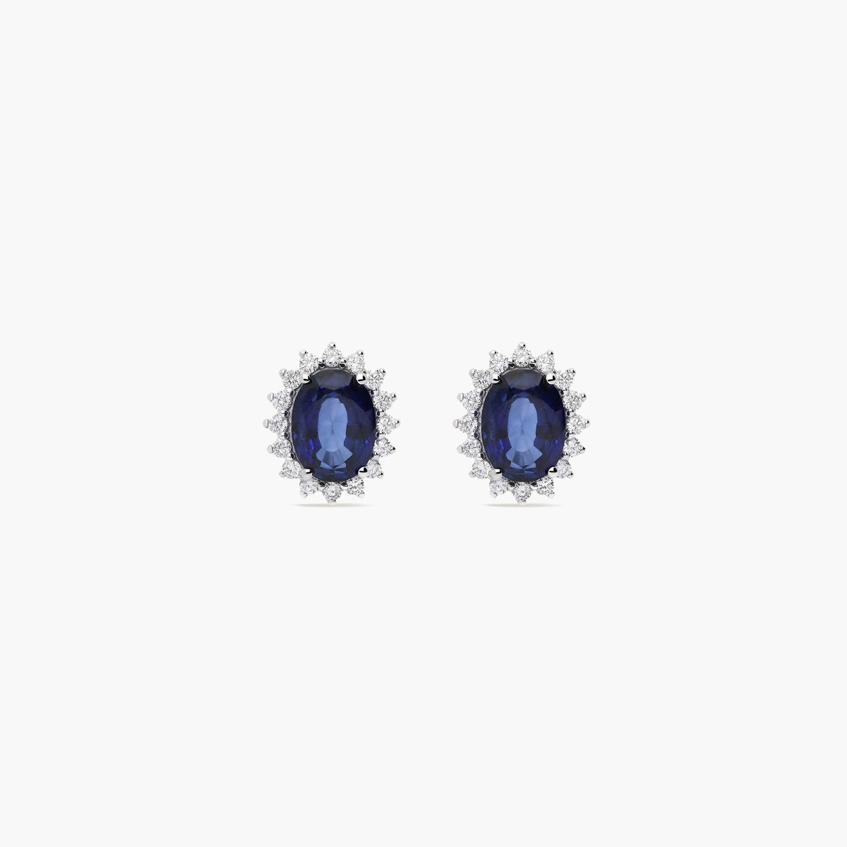 Pendientes de oro blanco 18K diamante natural 0.60 ct. zafiro 12 mm IMPERIAL SAPPHIRE