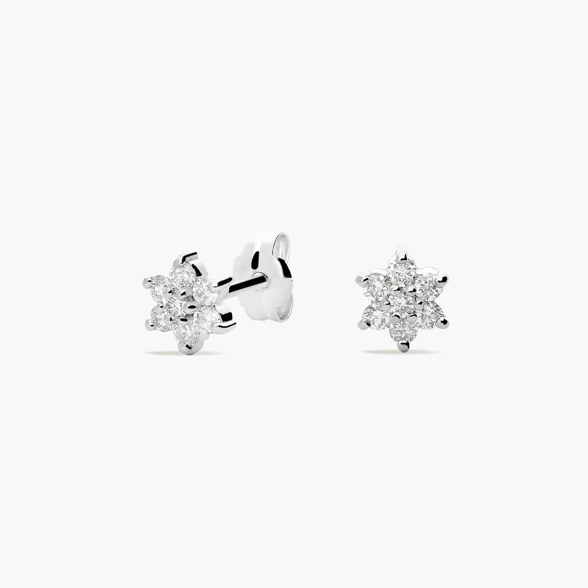Pendientes de oro blanco 18K diamante natural 0.35 ct. 6 mm