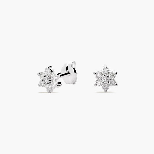 Pendientes de oro blanco 18K diamante natural 0.35 ct. 6 mm