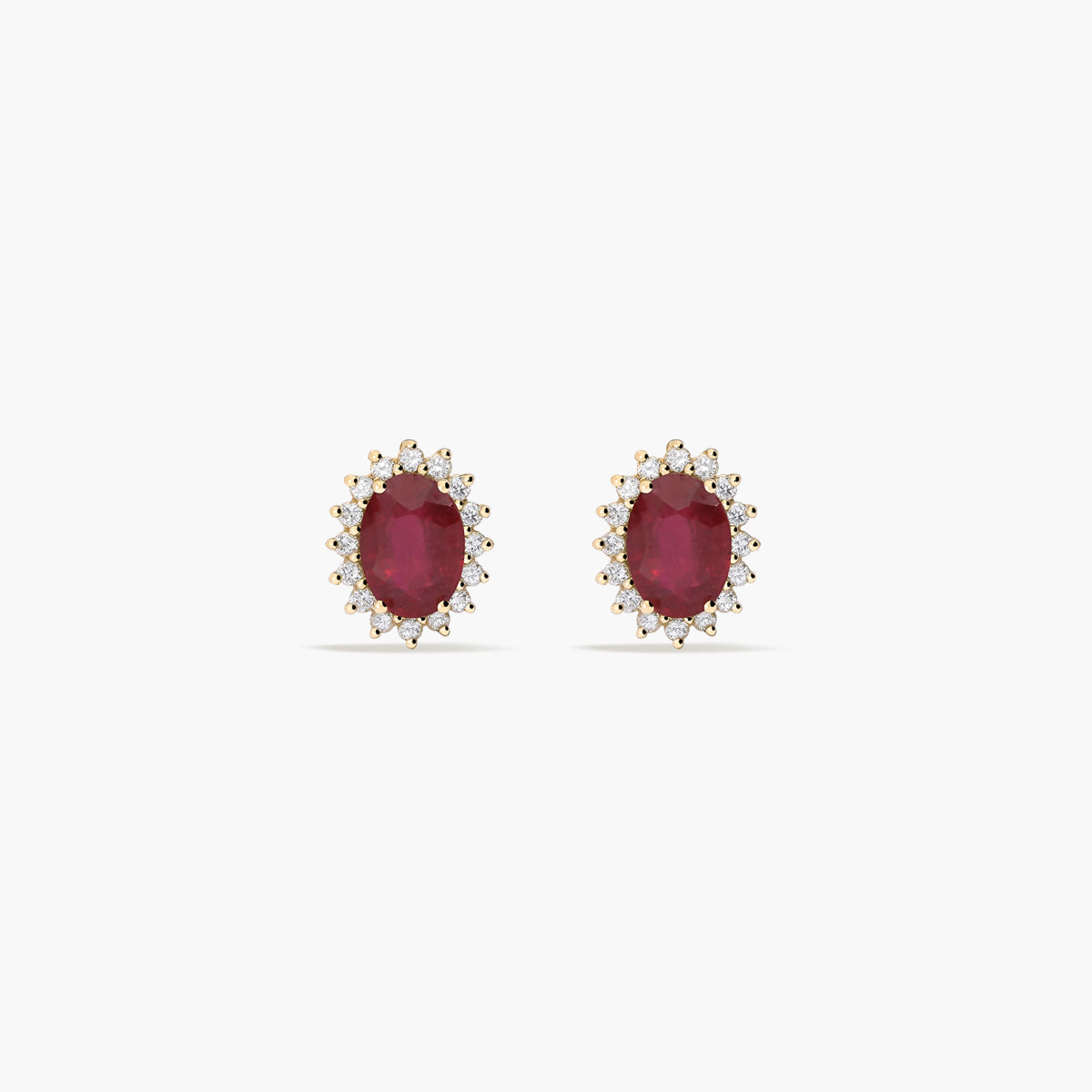 Pendientes de oro 18K diamante natural 0.36 ct. rubí 10 mm ROYAL RUBY