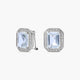 Pendientes de oro blanco 18K diamante natural 0.29 ct. aguamarina 13 mm PALACE
