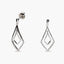 Pendientes largos de oro blanco 18K diamante natural 0.15 ct. 28 mm