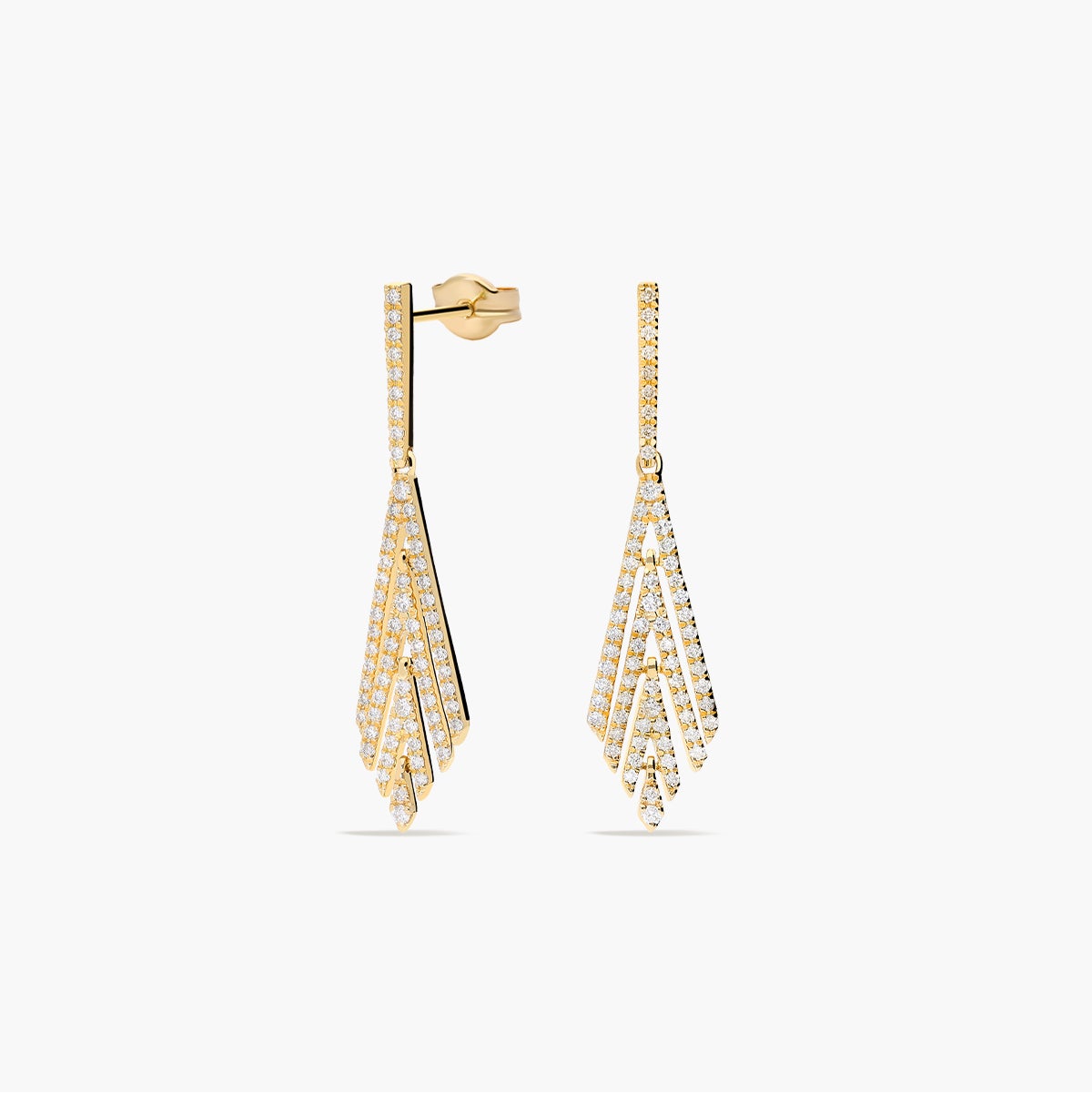 Pendientes largos de oro 18K diamante natural 0.99 ct. 40 mm BLACKJACK