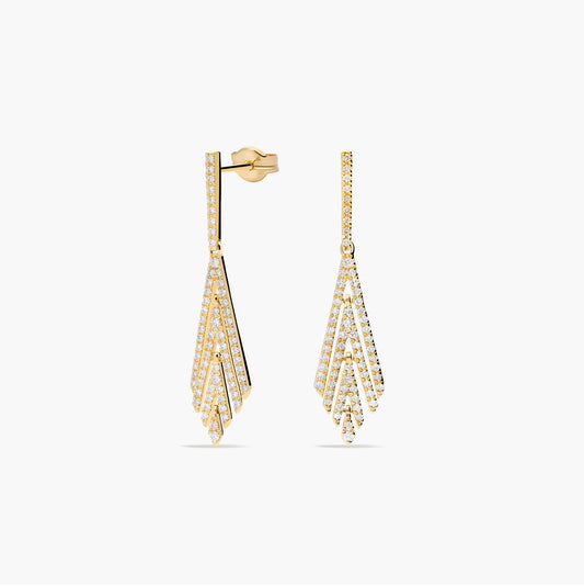 Pendientes largos de oro 18K diamante natural 0.99 ct. 40 mm BLACKJACK