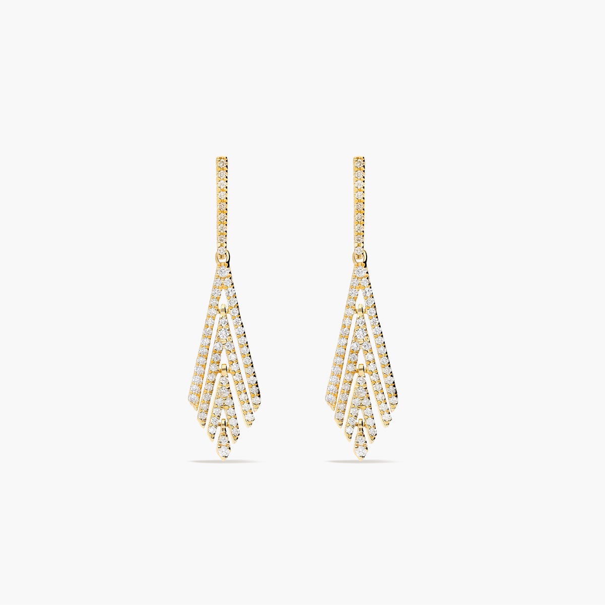 Pendientes largos de oro 18K diamante natural 0.99 ct. 40 mm BLACKJACK