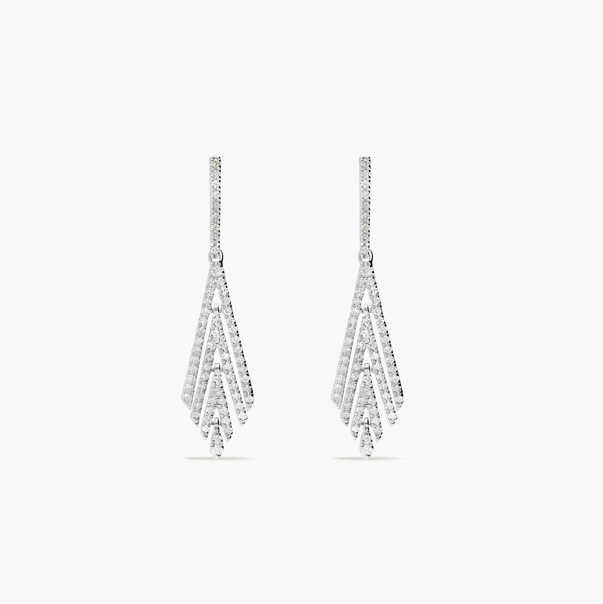 Pendientes largos de oro blanco 18K diamante natural 0.99 ct. 40 mm BLACKJACK
