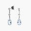 Pendientes largos de oro blanco 18K diamante natural 0.11 ct. aguamarina 20 mm GLACIER