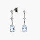 Pendientes largos de oro blanco 18K diamante natural 0.11 ct. aguamarina 20 mm GLACIER