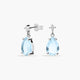 Pendientes de oro blanco 18K diamante natural 0.04 ct. aguamarina 11 mm GLACIER