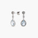 Pendientes largos de oro blanco 18K diamante natural 0.30 ct. aguamarina 20 mm GLACIER