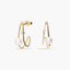 Pendientes de oro 18K diamante natural 0.02 ct. con perlas 17 mm