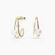 Pendientes de oro 18K diamante natural 0.02 ct. con perlas 17 mm