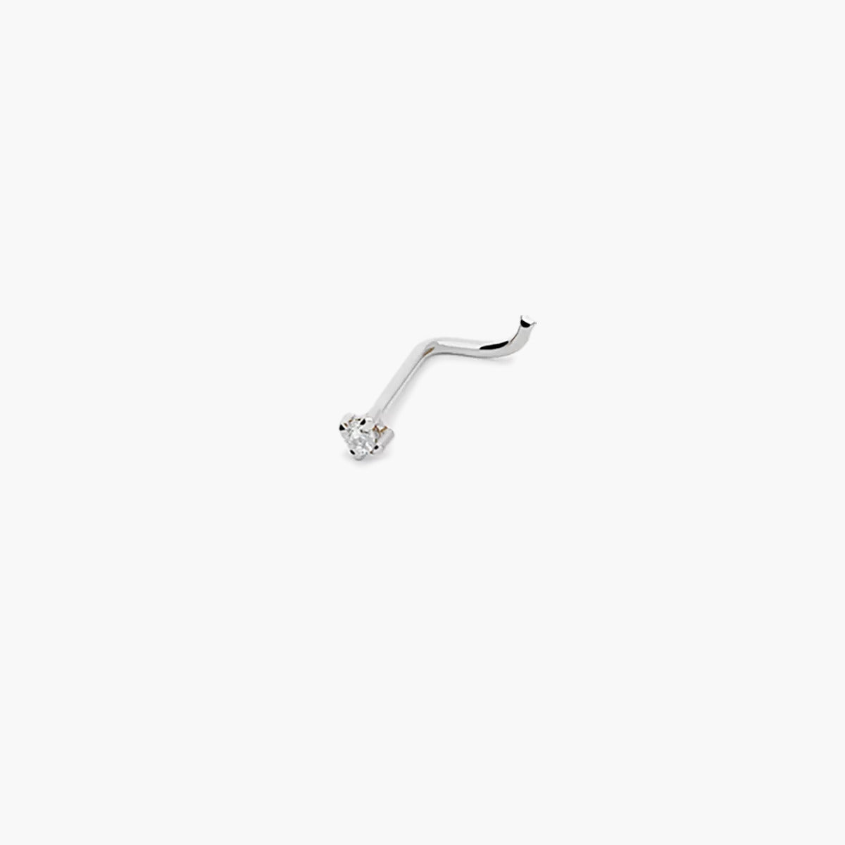 Piercing de nariz de oro blanco 18K diamante natural 0.01 ct. 9 mm