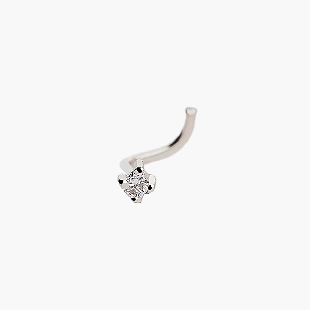Piercing de nariz de oro blanco 18K diamante natural 0.01 ct. 9 mm