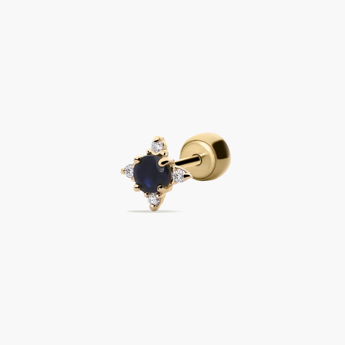 Piercing de oreja de oro 18K diamante natural 0.03 ct. zafiro 6 mm DUSK