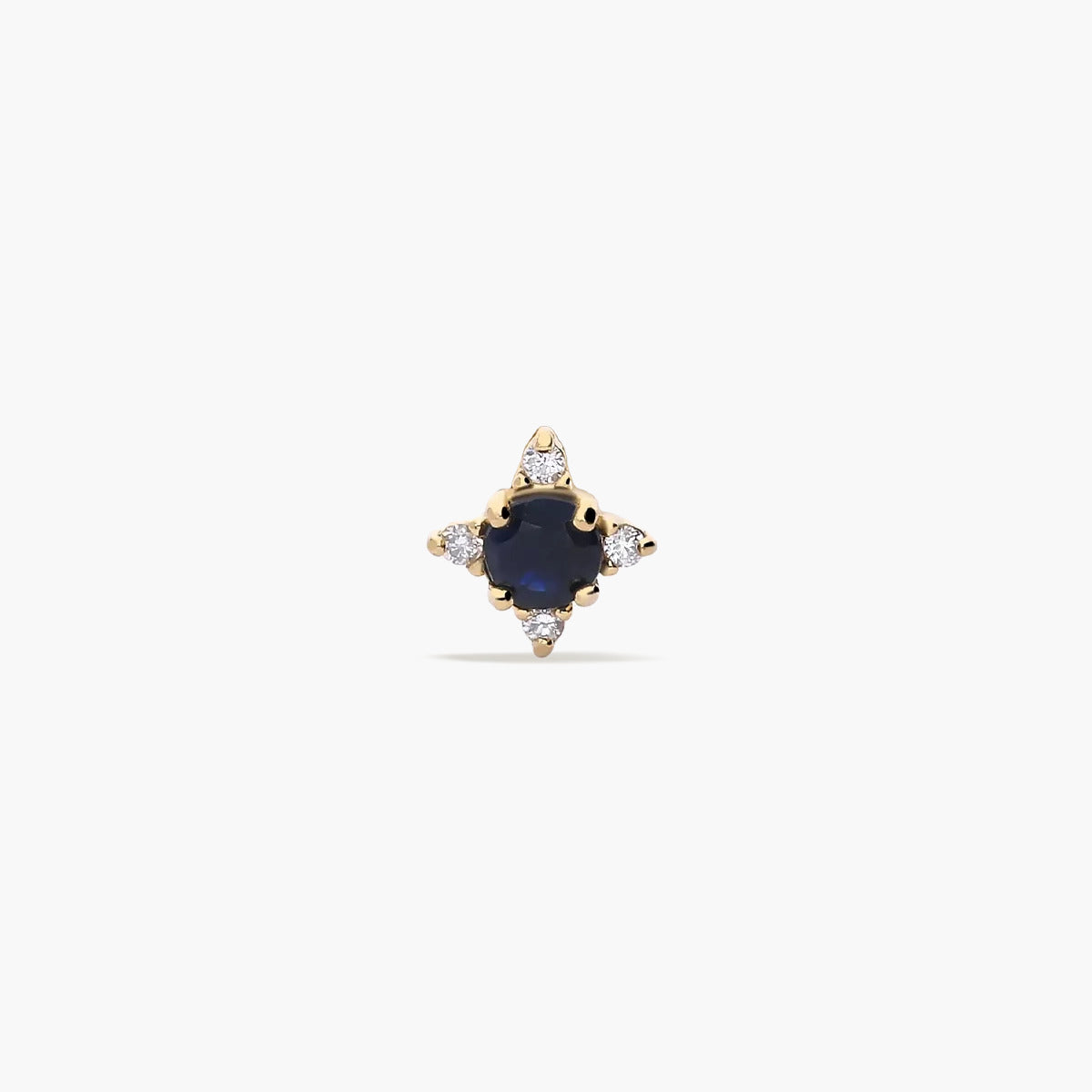 Piercing de oreja de oro 18K diamante natural 0.03 ct. zafiro 6 mm DUSK