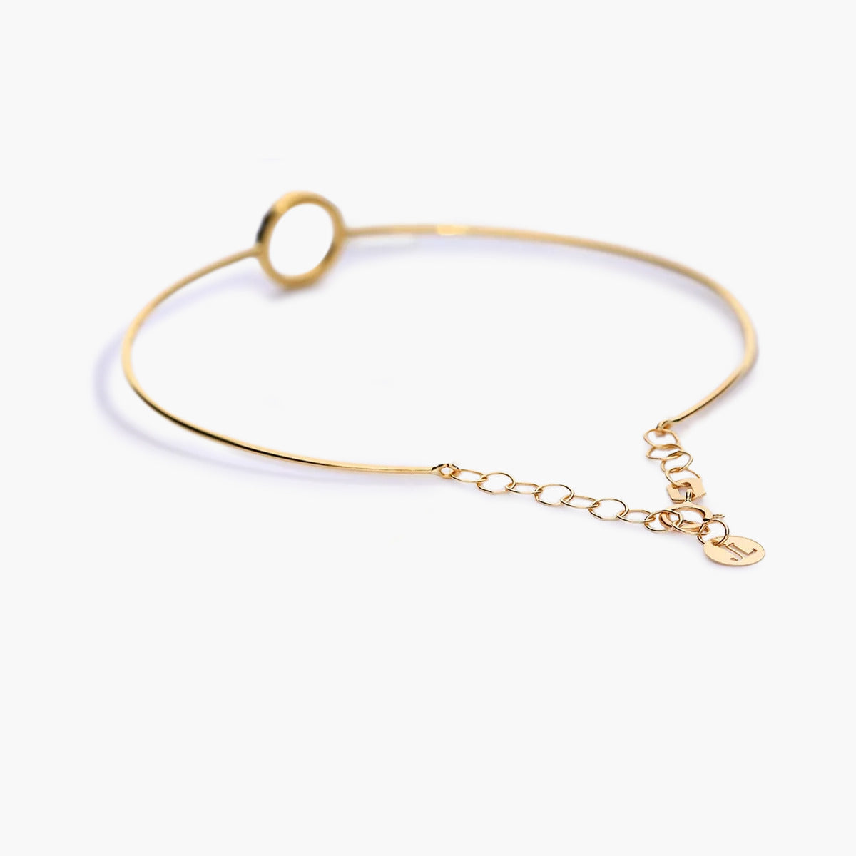 Pulsera rígida círculo de oro 18K diamante natural 0.07 ct. 55x50 mm