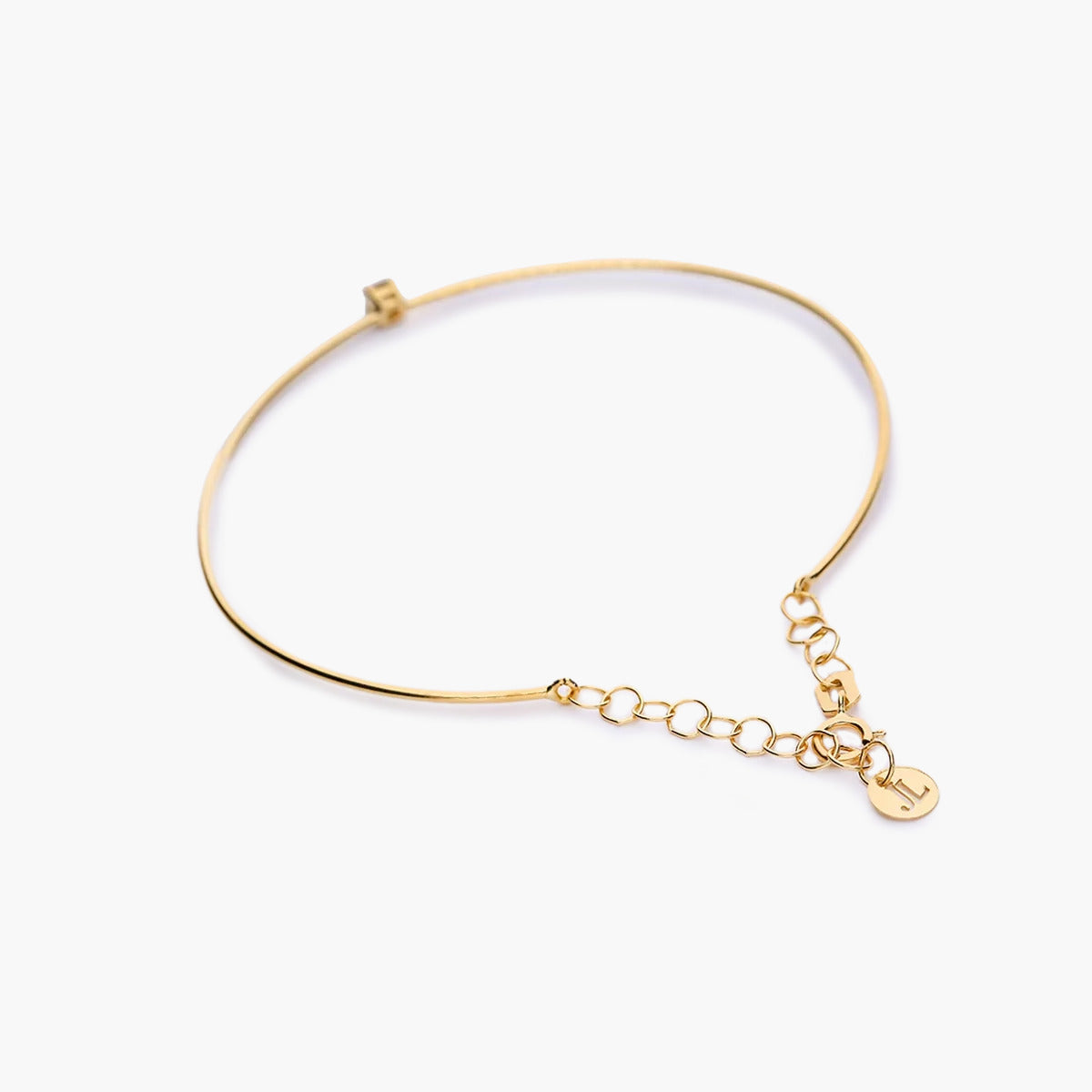 Pulsera rígida de oro 18K diamante natural 0.09 ct. 55x50 mm