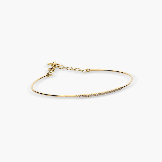 Pulsera rígida de oro 18K diamante natural 0.15 ct. 53x48 mm