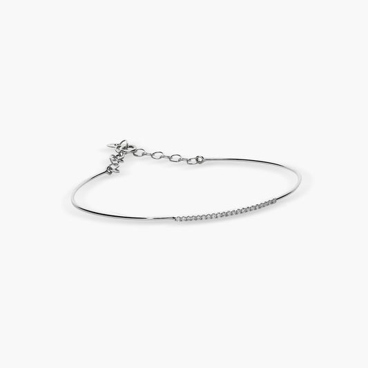 Pulsera rígida de oro blanco 18K diamante natural 0.15 ct. 53x48 mm