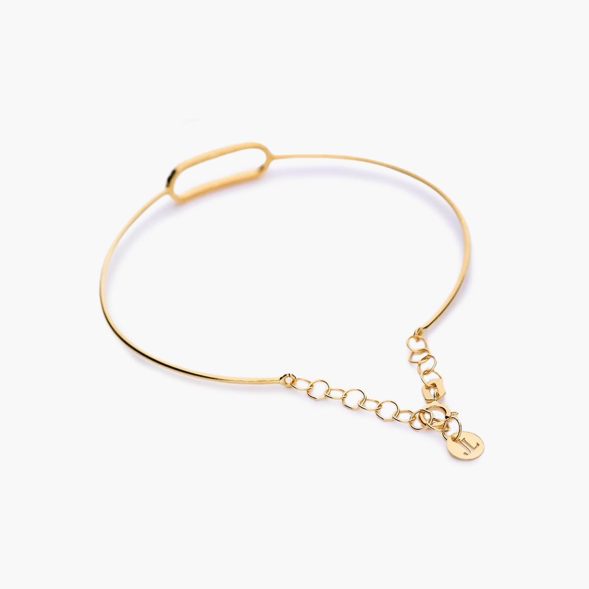 Pulsera rígida oval calado de oro 18K diamante natural 0.09 ct. 55x47 mm