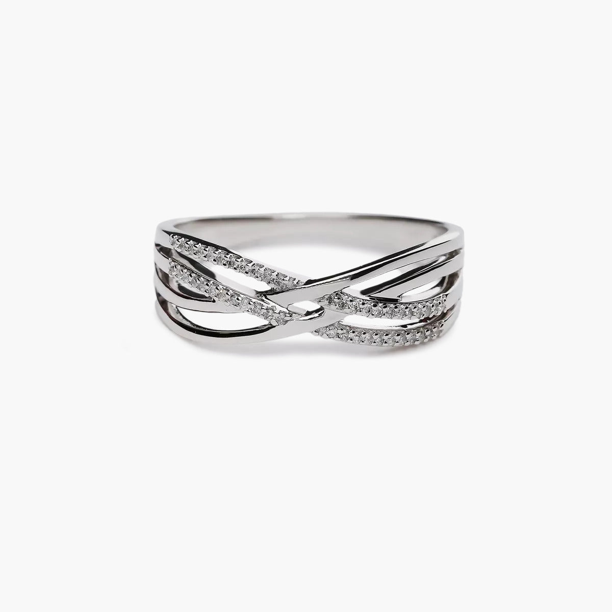 Anillo de oro blanco 18K diamante natural 0.085 ct. STARLACE