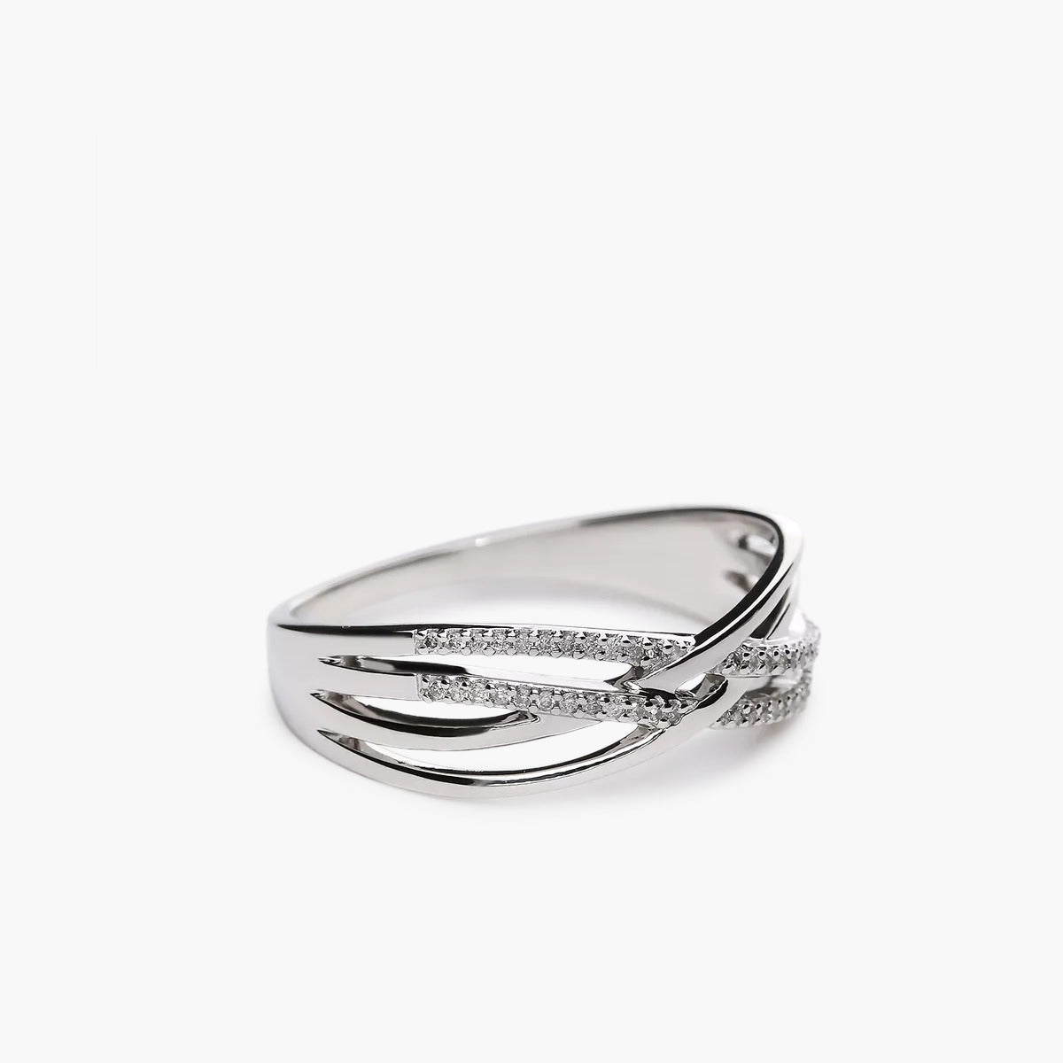 Anillo de oro blanco 18K diamante natural 0.085 ct. STARLACE