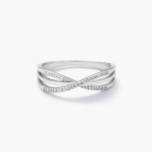 Anillo de oro blanco 18K diamante natural 0.07 ct.
