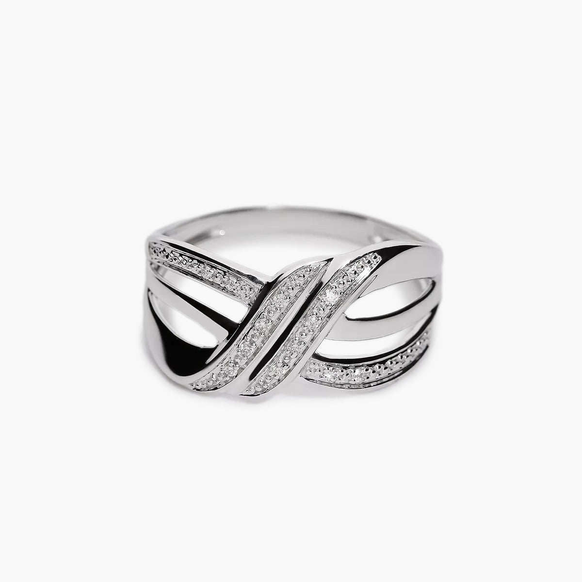 Anillo de oro blanco 18K diamante natural 0.02 ct. STARLACE